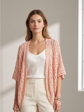 Denim 24/7 Pink Open-Knit Cardigan